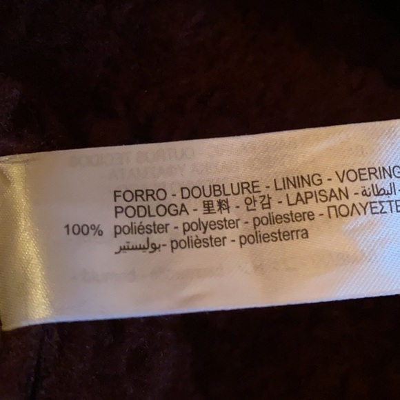 NWT. Zara Burgundy Faux Leather Double Faced Aviator Biker Jacket. Size XS. - Picture 8 of 12